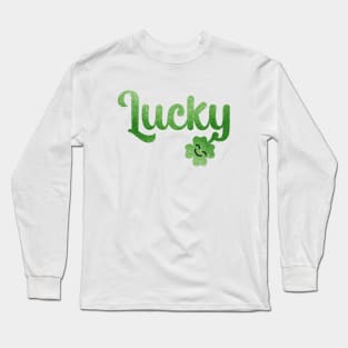 Lucky Irish with Cute 4 Leaf Clover Long Sleeve T-Shirt